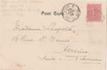 CACHET POSTE MARITIME LIGNE N/PAQ FR  CARTE DE CEYLAN   1904 - Poste Maritime