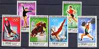 SHARJAH 1968, FOOTBALL, EQUITATION, COURSE, HALTERES, PLONGEON, GYMNASTIQUE, 6 Valeurs, NEUFS / Mint. R313 - Verano 1968: México