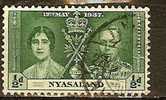 NYASALAND 1937 Coronation - 1/2d. - Green  FU - Nyassaland (1907-1953)
