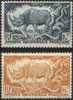 1946 Afrique Equatoriale Francaise, Animals, Fauna, Rhinoceros, Scott 166-168 MH - Other & Unclassified