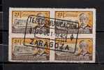 SPAIN 1945 HUERFANOS DE TELEGRAFOS ZARAGOZA BL4 #1 - Télégraphe