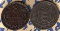 GUERNSEY 8 DOUBLES LEAVES FRONT SHIELD BACK  1874 EF+ KM4(?)  READ DESCRIPTION CAREFULLY !!! - Guernesey