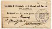 BUONO / Fascista  - Palermo  - Consiglio Di Patronato Per I Liberati Dal Carcere - Kg. 1 Di Pasta - Altri & Non Classificati