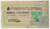 BUONO CARBURANTE DA Litri 5 / Fascista  - Catania  - Giugno 1943 - Other & Unclassified