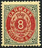 Denmark #28d VF/XF Mint Hinged 8o Gray & Analine Red From 1886 - Unused Stamps