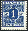 Denmark J22 Mint Never Hinged 1kr Dark Blue Postage Due From 1921 - Segnatasse