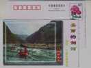 River Rafting On Rubber Boat,China 1998 Guizhou Jianhe Landscape Advertising Pre-stamped Card - Rafting