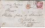 GBV010a/ Mi.Nr.25 IIb, Six Pence (Paid C-stempel) Nach Italien 1868 - Storia Postale