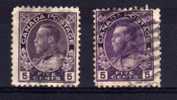Canada - 1922 & 1925 - 5 Cents Definitive (Both Shades)  - Used - Gebraucht