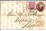 GBV235/ (PF) 10 Pence + Spanien 4 Reales 1856, London-Bilbao Super Schnitt. B(rief, Cover, Letter, Lettre) - Storia Postale