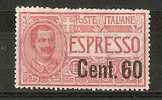 Delcampe - 1922 REGNO ESPRESSO SOPRASTAMPATO 60 CENT MH * - RR6928 - Eilsendung (Eilpost)