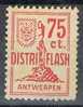 Sello Fiscal Local ANTWERPEN (Anveres) Belgica 75 Ct, Fiscaux - Postzegels