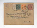 594/15 - Entier Enveloppe Semeuse Lignée 10 C + TP Semeuses - Repiquage Fanyau § Cie TARBES 1923 Vers LILLE - Enveloppes Repiquages (avant 1995)