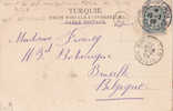 CARTE AVEC CACHET CONSTANTINOPLE PERA POUR LA BELGIQUE  1906  INDICE 8 - Briefe U. Dokumente