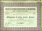 OBLIGATION De La SOCIETE HYDROTHERAPIQUE  &  BALNEAIRE Des CHAMPS-ELYSEES En 1926 - Wasser