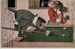 THEME ANIMAUX  -  SINGES HABILLES  -  Partie De Billard  -  PRECURSEUR (ILLUST.) - Scimmie