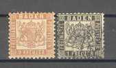 GERMANY BADEN - 1862 1 Black (unshaded) & 9 Brown - V1284 - Oblitérés