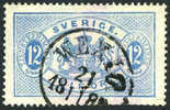 Sweden O18 SUPERB Used 12o Blue Official From 1881 - Officials