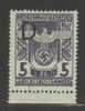 POLAND 1943 GENERAL GOUVERNMENT (WW2 3RD REICH OCCUPATION) GERICHTSKOSTEN (COURT REVENUE) 1943  5 ZL VIOLET OPT D BF#18 - Revenue Stamps