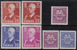 Sweden #338-44 XF Mint Hinged 2 Sets From 1943 - Nuevos