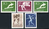 Sweden #444-48 XF Mint Hinged Set From 1953 (sports) - Unused Stamps