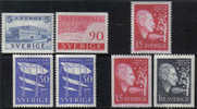 Sweden #537-43 XF Mint Hinged 3 Sets From 1958-59 - Nuovi
