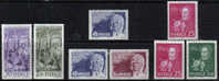 Sweden #699-703 + 707-09 XF Mint Hinged 3 Sets From 1966 - Unused Stamps