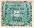 Germany #191a 1/2 Half Mark 1944 Allied Occupation Currency Banknote - 1/2 Mark