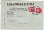 A0224 - 2 X 20 Cent.imp.senza Fasci Su Stampe VG  Milano-Torino 31-10-1945 - Marcofilie