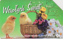 Télécarte Pologne - Animal - Oiseau POUSSIN Pâques & Oeufs - CHIK Bird & Easter Eggs Poland Phonecard - Hühnervögel & Fasanen