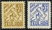 Teulada, C. M. PRO GUERRA, 2 Viñetas - Tasse Di Guerra