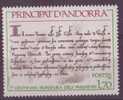 ANDORRE N° 273** NEUF SANS CHARNIERE  TEXTE DES PAREAGES - Unused Stamps