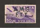 TRIESTE A   50 LIRE POSTA AEREA SOVRASTAMPA SU DUE RIGHE *DIFFETTOSO* - Airmail