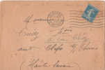 LETTRE 1922  CHENILLE SUR BRAS DROIT  SEMEUSE 1922 - Lettres & Documents