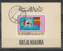 Ras Al Khaima   -  1970.  BF  Calcio.  Expo " Philympia ". Flags : Germany, Tunisia - 1970 – Mexique