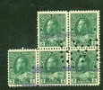 1922 2 Cent Admiral Block Of 5 #107 With Unique PAID Perforated Cancellation - Used Stamps