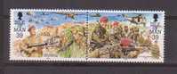 Isle Of Man 1992  Pair Of Stamps. 39p. D-Day. Airplanes Parachutes,Helicopter And Soldiers..MNH - Bus