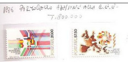 42192)n°2 Valori Serie 1986 Portogallo Adesione Alla CEE - Postmark Collection