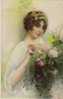 ILLUST.  C.  MONESTIER  - Belle Jeune Femme + Bouquet De Fleurs  ROSES - Monestier, C.