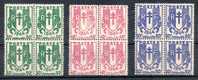 France Frankreich, Viererblock Y&T 671** - 673** - 1941-66 Wappen