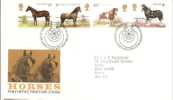 44355)lettera F.d.c. Serie Horses Con 4 Valori + Annullo - 1971-1980 Decimale  Uitgaven