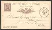 RARA  CARTOLINA POSTALE DEL 1883 DA PAVIA A MILANO - Stamped Stationery