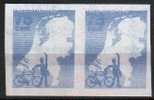 NETHERLANDS Stadspost POSTAL STRIKE IMP PAIR POSTMAN AND BICYCLE FIETS COLOUR TRIAL Proof Proef - Wielrennen