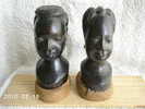 AFRIQUE : 2 TETES AFRICAINES (couple) , Hauteur 17 Cm - African Art