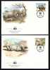 SWAZILAND 4 Covers 1987 FDC WWE WORLD WILDLIFE ANIMALS,RINOCEROS. - Rhinozerosse