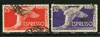 ● ITALIA 1945 / 52 - ESPRESSI - Democr. N. 28 / 29 Usati Fil. NS  - Cat. ? €  - Lotto N. 5725 - Eilpost/Rohrpost