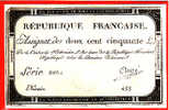 CARTE POSTALE BILLET ASSIGNAT DE DEUX CENT CINQUANTE LIVRES DOMAINES NATIONAUX Editeur A Bergeret Dos Simple 1900 - Münzen (Abb.)