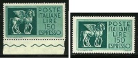 ● ITALIA 1958 / 66 - E - Cavalli Alati  N. 35 ** - Fil. STELLA 4 - Cat. ? € - L. 5761 /62 - Correo Urgente/neumático