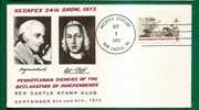 US - PENNSYLVANIA SIGNERS OF THE DECLARATION OF INDEPENDENCE - NECAPEX EXPO SHOW - 1973 COVER - Sobres De Eventos