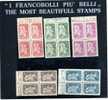 ITALIA REGNO ITALY KINGDOM LUOGOTENENZA 1945 CORALIT  CICLISTA SERIE COMPLETA  MNH  QUARTINA BLOCK - Neufs